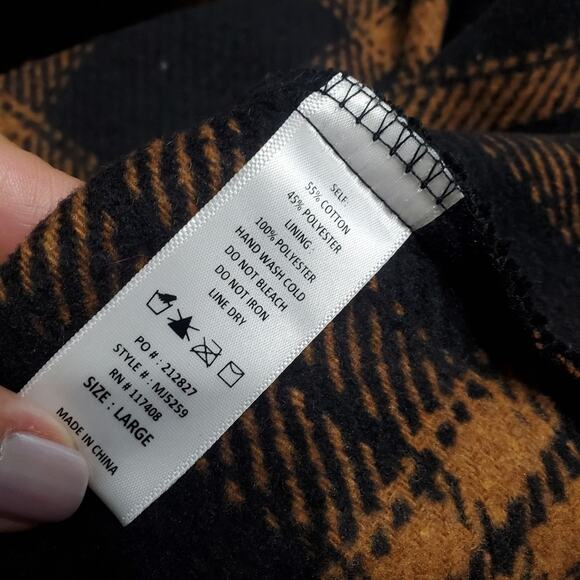 Chocolate U.S.A. Brown Black Plaid Shacket Blazer Coat Jacket Size Large - Picture 10 of 10